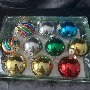 Vintage glass Christmas ornaments 10 count